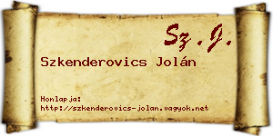 Szkenderovics Jolán névjegykártya