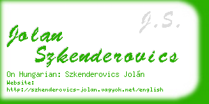 jolan szkenderovics business card